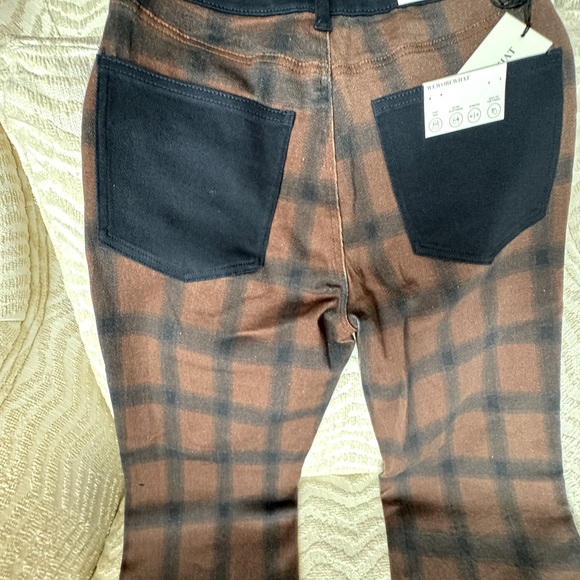 WEWOREWHAT Plaid Colorblock Icon Jeans Navy and Brown, Size 25🔥 - Picture 6 of 12